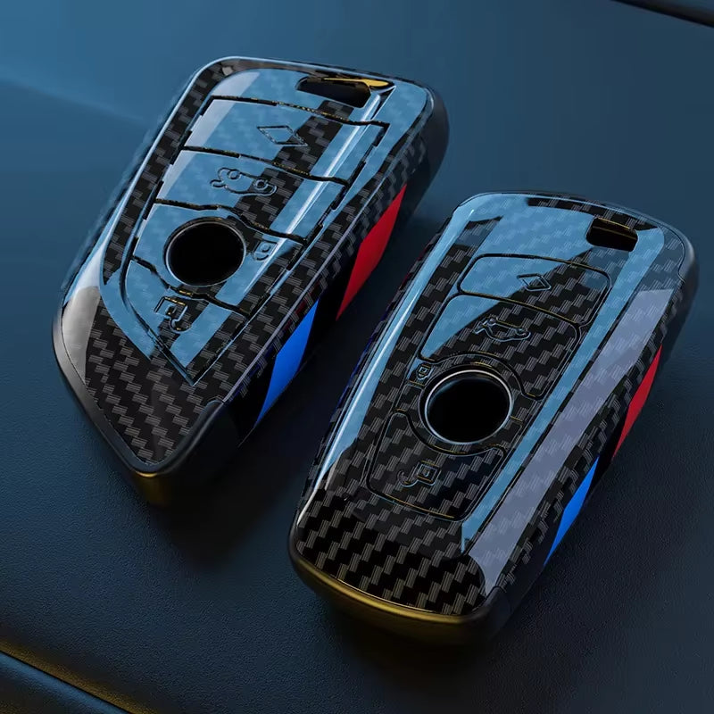 ABS Carbon Fiber Style Car Key Case Cover Shell Fob for BMW X3 X5 X6 F30 F34 F10 F20 G20 G30 G01 G02 G05 F15 F16 1 3 5 7 Series