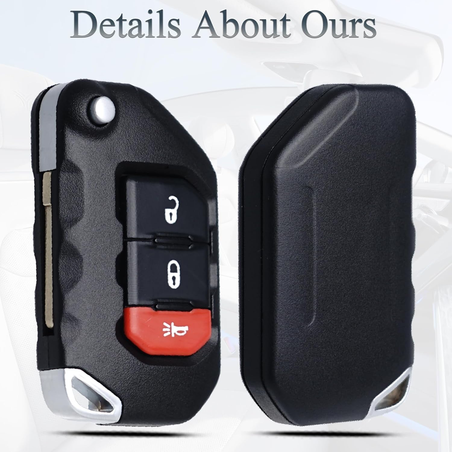 Key Fob Keyless Entry Fits for Jeep Wrangler Gladiator 2018 2019 2020 2021 2022 2023 Remote Control Flip Key Replacement 3 Button FCC ID:OHT1130261 68384452