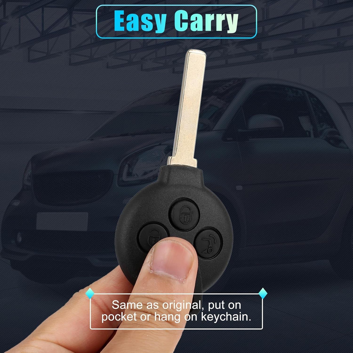 2Pcs 4 Button Replacement Keyless Remote Car Key KR55WK45144 315Mhz PCF7941 Chip for Smart Fortwo 2008-2015