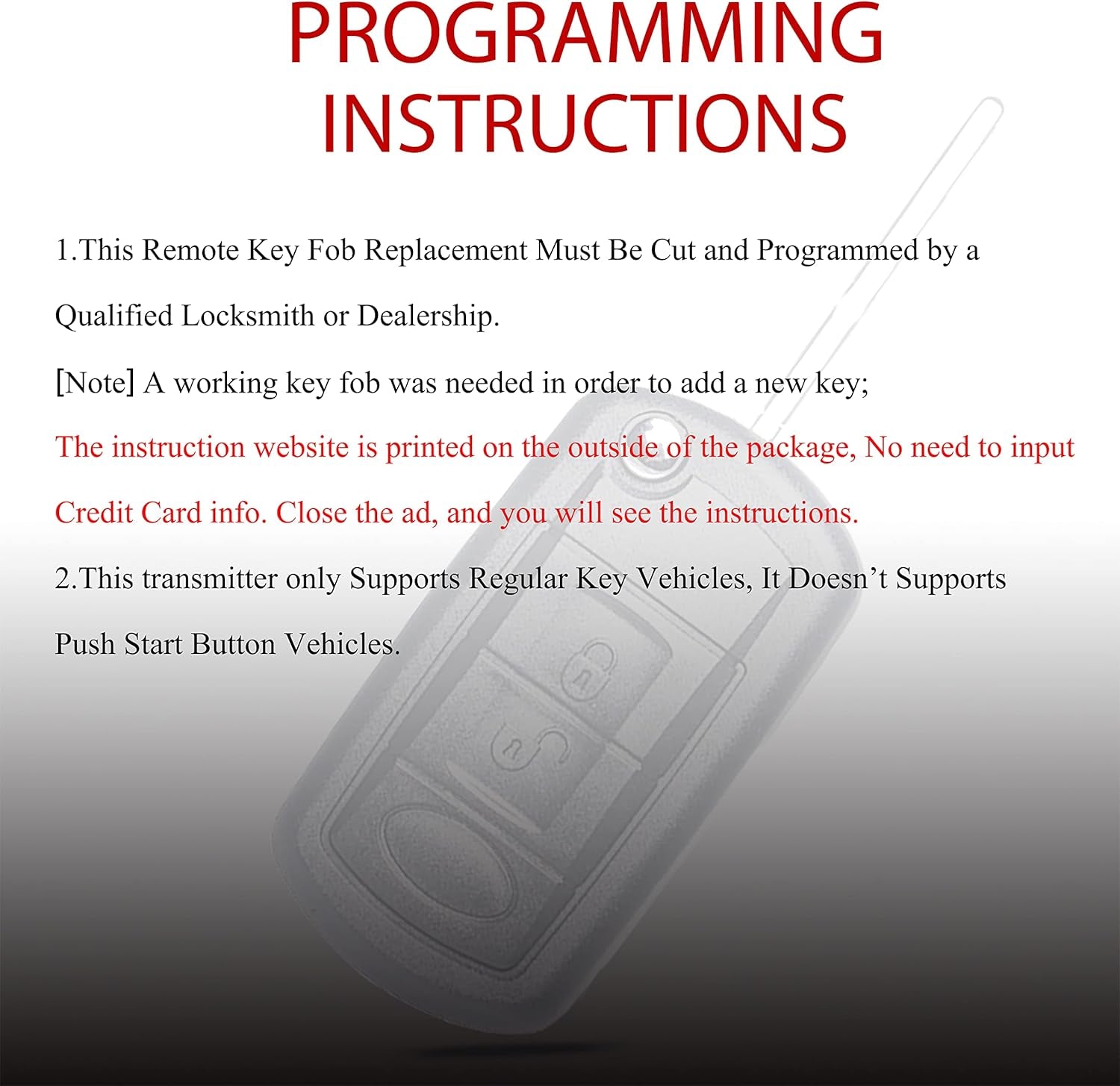 Key Fob Remote Replacement Fits for Land Rover Range Rover 2006 2007 2008 2009 2010/Range Rover Sport 2006-2011/LR3 2005-2009 FCC ID:NT8-15K6014CFFTXA Keyless Entry Remote Control Flip Key