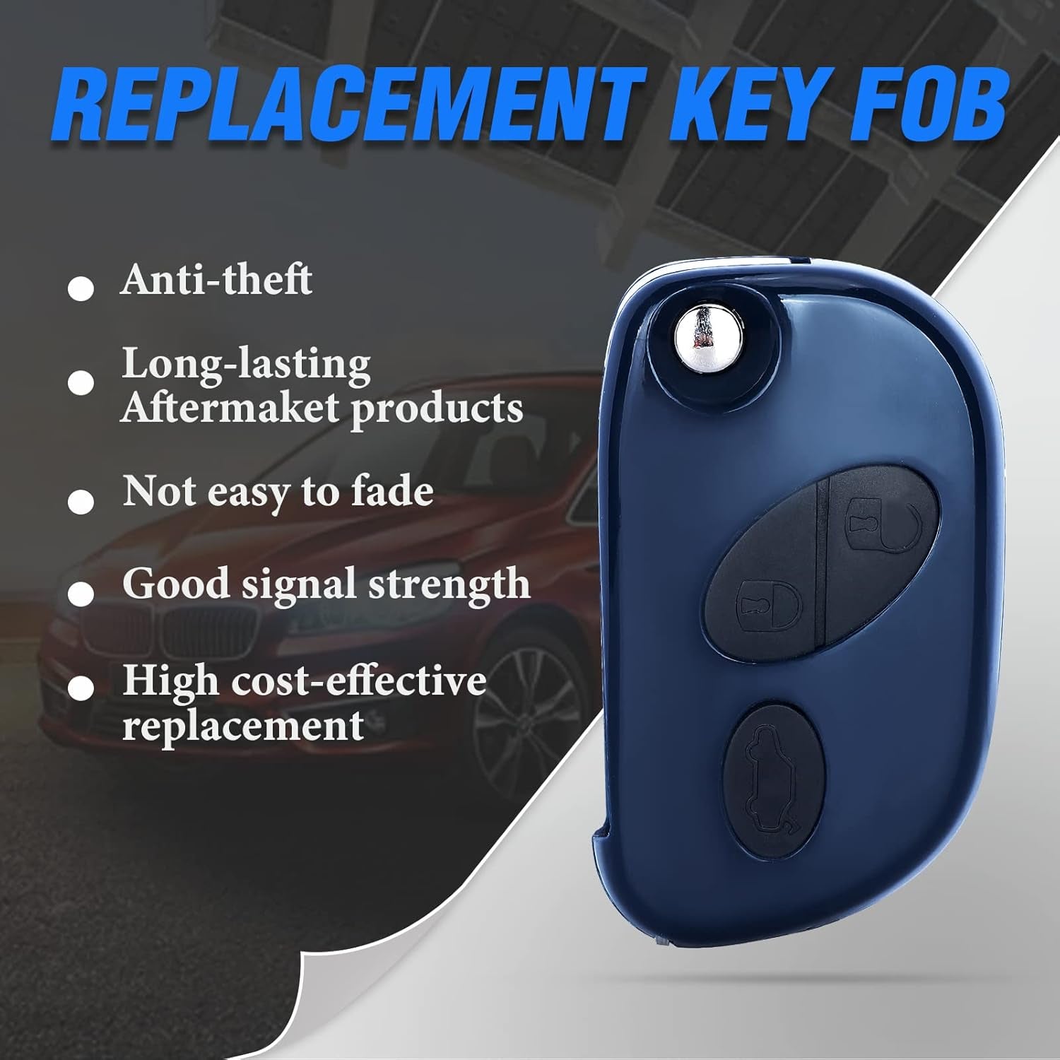 Flip Key Fob Keyless Entry Remote Replacement for Maserati Granturismo Quattroporte 2005-2011 3 Button Ask 433Mhz ID48 Chip (FCCD:RX2TRF937 P/N:4893A-TRF937)