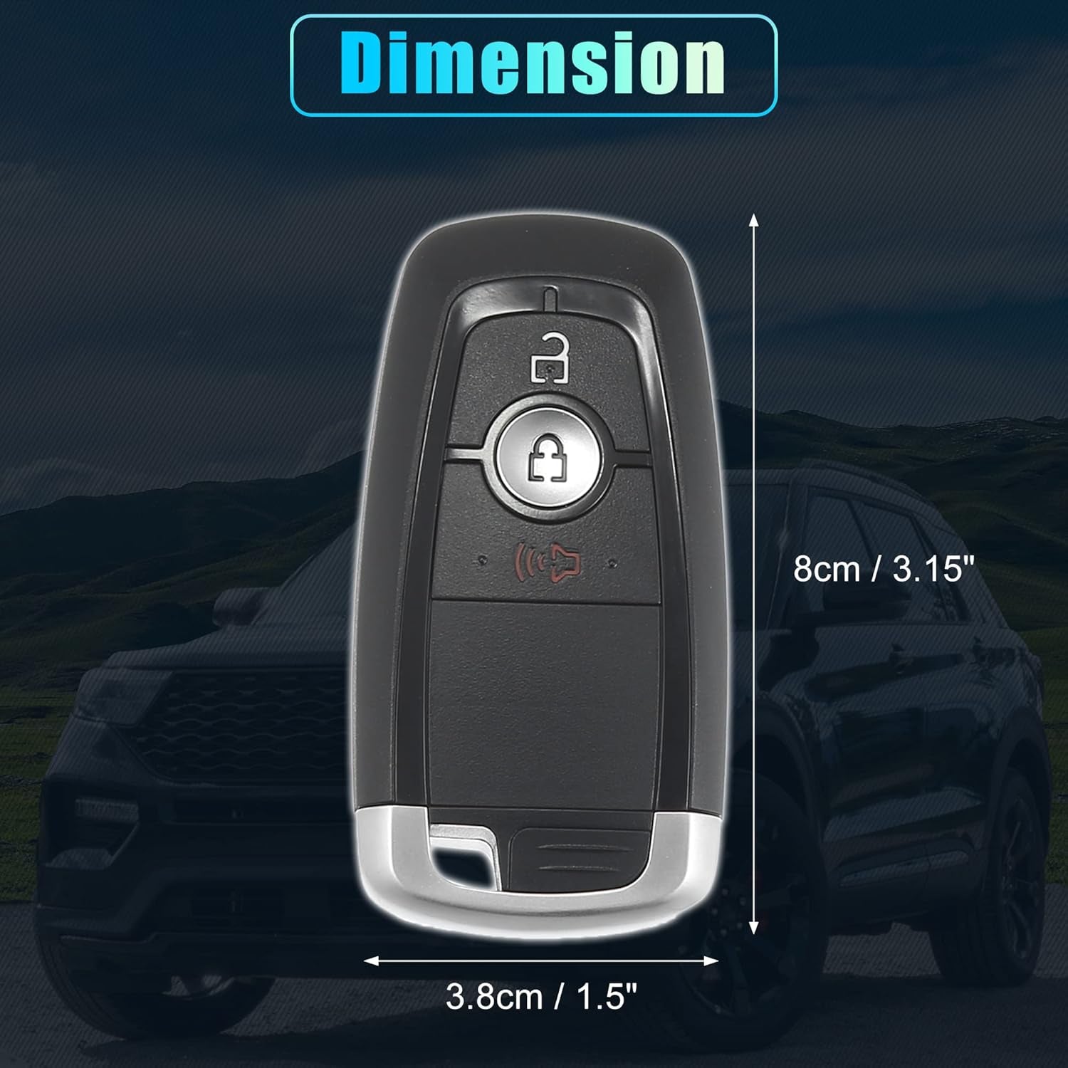 315Mhz M3N-A2C93142300 Replacement Smart Proximity Keyless Entry Remote Key Fob for Ford Ecosport Explorer Edge F150 F250 F350 F450 2018-2022 3 Buttons with Door Key 49 Chip