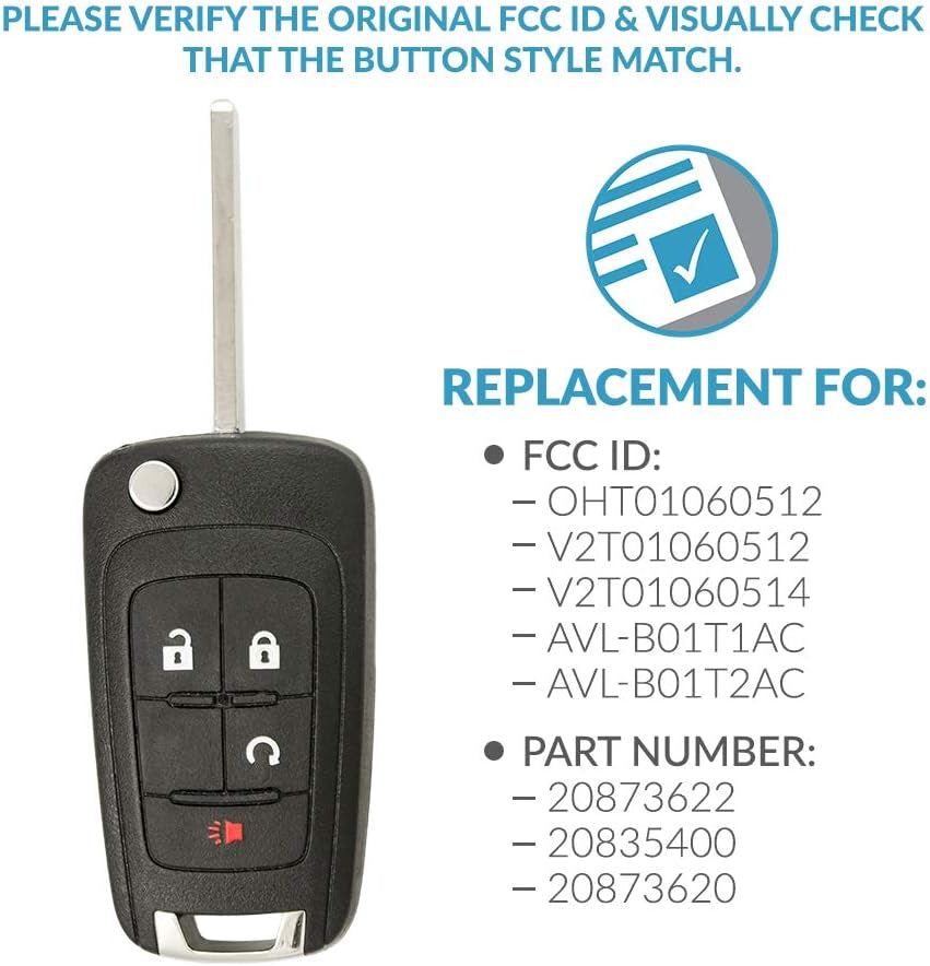 Replacement for Keyless Remote 4 Button Flip Car Key Fob for OHT01060512