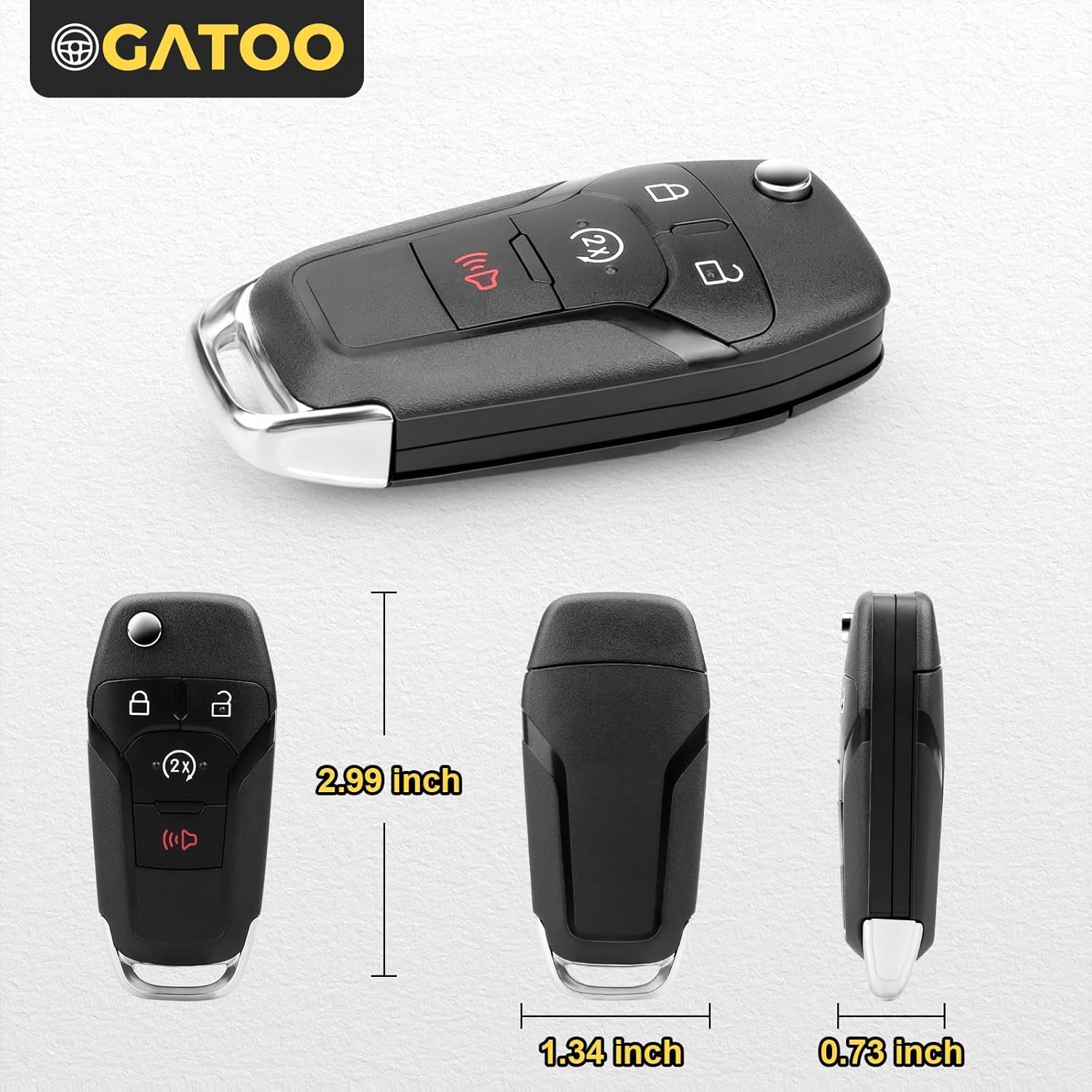 Flip Key Fob Keyless Entry Remote Control N5F-A08TDA for 2015 2017 2016 2017 2018 2019 2020 Ford F150 F250 F350 F450 F550 Super Duty Ranger XLT Raptor, 164-R8134 4-Button FSK 902Mhz 49 Chip