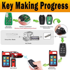 Ikey Programmable Smart Key 2024 Newest Key Fob Universal Key Creation 7 Buttons Ultra-Long Range Oe-Quality for 700+ Vehicle IKEYAT7TPRS Car Key Replacement Work for  KM100 IM508 IM608