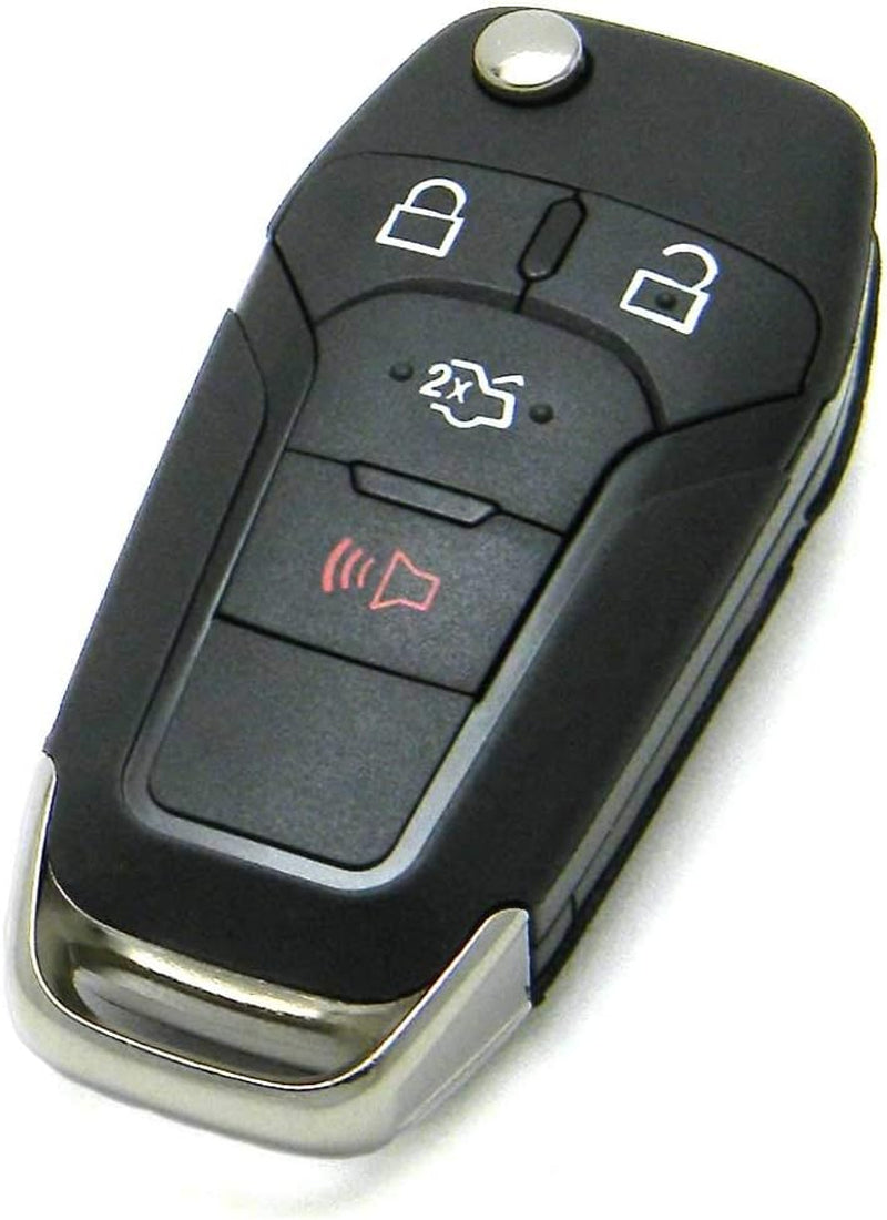 OEM Electronic 4-Button Remote Flip Key Fob Compatible with 2013-2016 Ford Fusion (FCC ID: N5F-A08TAA, P/N: 164-R7986)