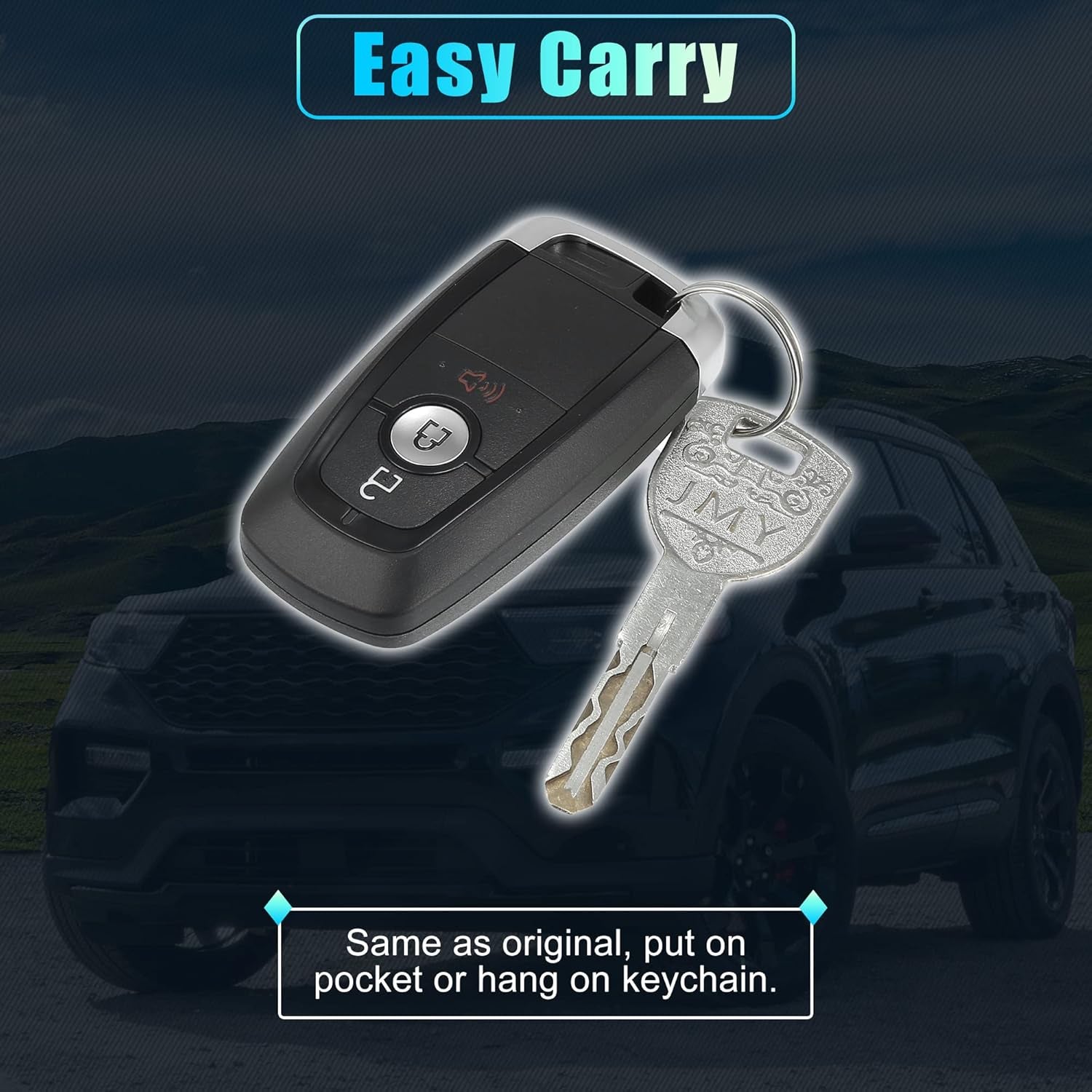 315Mhz M3N-A2C93142300 Replacement Smart Proximity Keyless Entry Remote Key Fob for Ford Ecosport Explorer Edge F150 F250 F350 F450 2018-2022 3 Buttons with Door Key 49 Chip