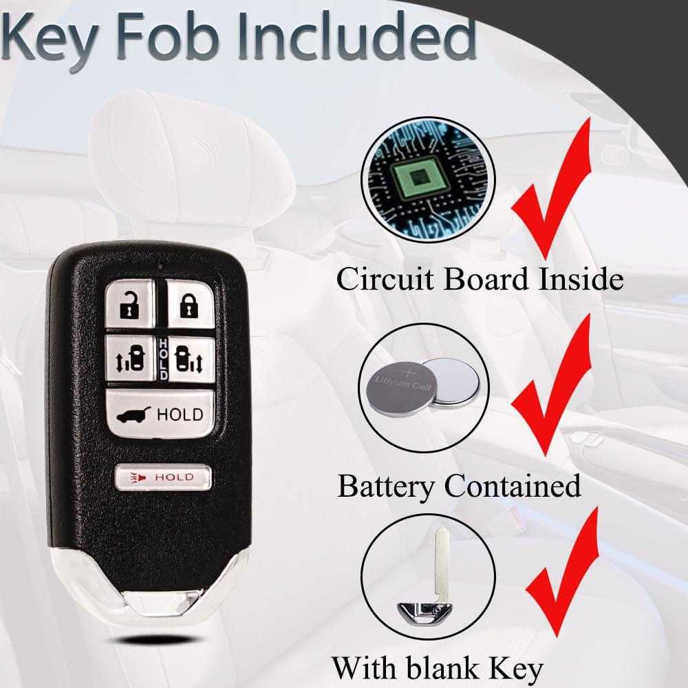 Key Fob Keyless Entry Fits for 2014 2015 2016 2017 Honda Odyssey Remote Control Proximity Smart Key Replacement KR5V1X 72147-TK8-A61 6 Buttons 315