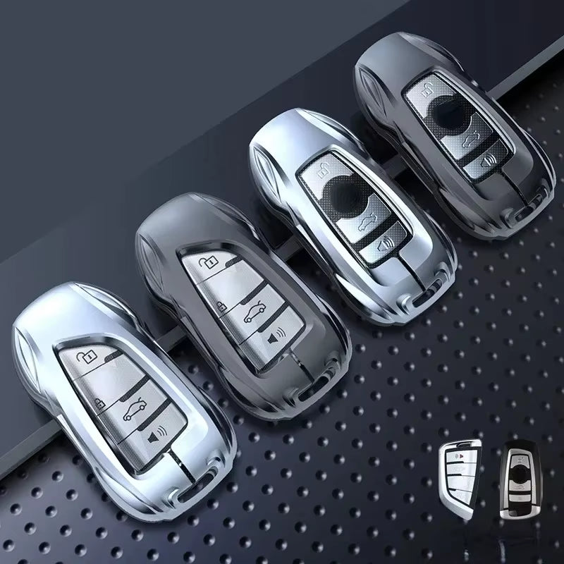 For BMW 3 5 Series X1 X2 X3 X4 X5 X6 X7 Zinc Alloy Silver Car Key Case Keyless Cover Key Shell Car Accessories