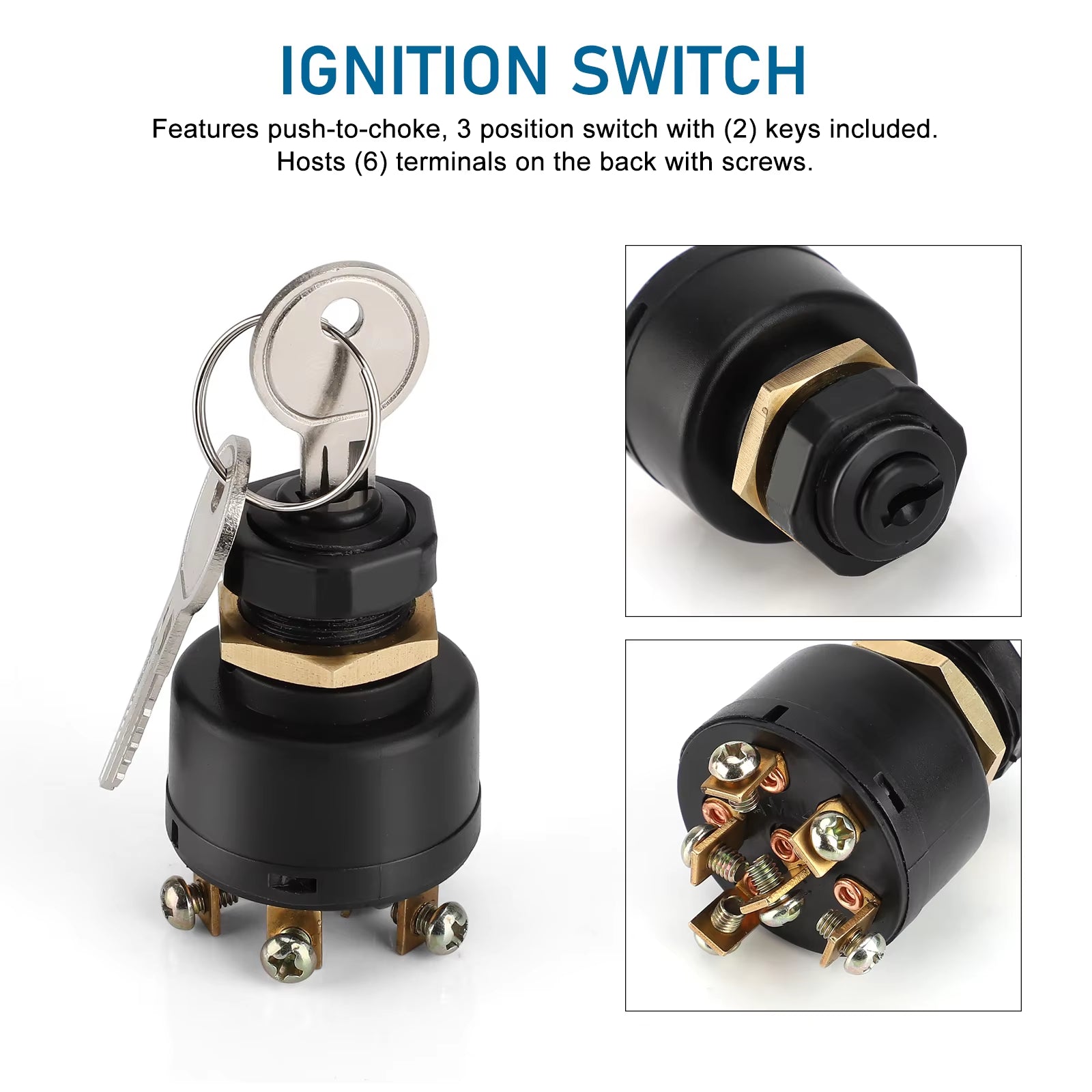 12V 3 Way Ignition Starter Switch with 2Keys for Mariner & Mercury Outboards with a Electric Choke Push to Choke