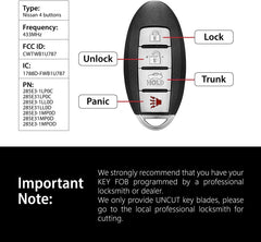 Car Key Fob Remote Keyless Entry Control CWTWB1U787 433Mhz 4 Button Replacement for 2011-2019 Infiniti M56 M37 M35 M35H QX56 Q70 Q70H Nissan Armada