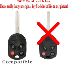 OEM Electronic 4-Button Remote Head Key Fob HA Blade Compatible with Ford Lincoln Mercury (FCC ID: OUCD6000022, P/N: 164-R7040, 164-R7041, 164-R7042)