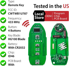 Car Key Fob Remote Keyless Entry Control CWTWB1U787 433Mhz 4 Button Replacement for 2011-2019 Infiniti M56 M37 M35 M35H QX56 Q70 Q70H Nissan Armada