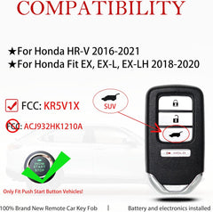 Smart Key Fob Replacement Fits for Honda HRV 2016 2017 2018 2019 2020 2021 / Honda Fit EX EX-L EX-LH 2018-2020 Keyless Entry Remote Control KR5V1X PN:72147-T7S-A01 47Chip 314Mhz SUV A2C83161800