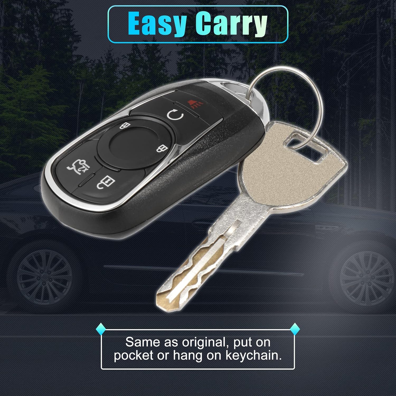 433Mhz HYQ4EA Replacement Keyless Entry Remote Car Key Fob for Buick Lacrosse 2017 2018 2019 5 Buttons 13508414