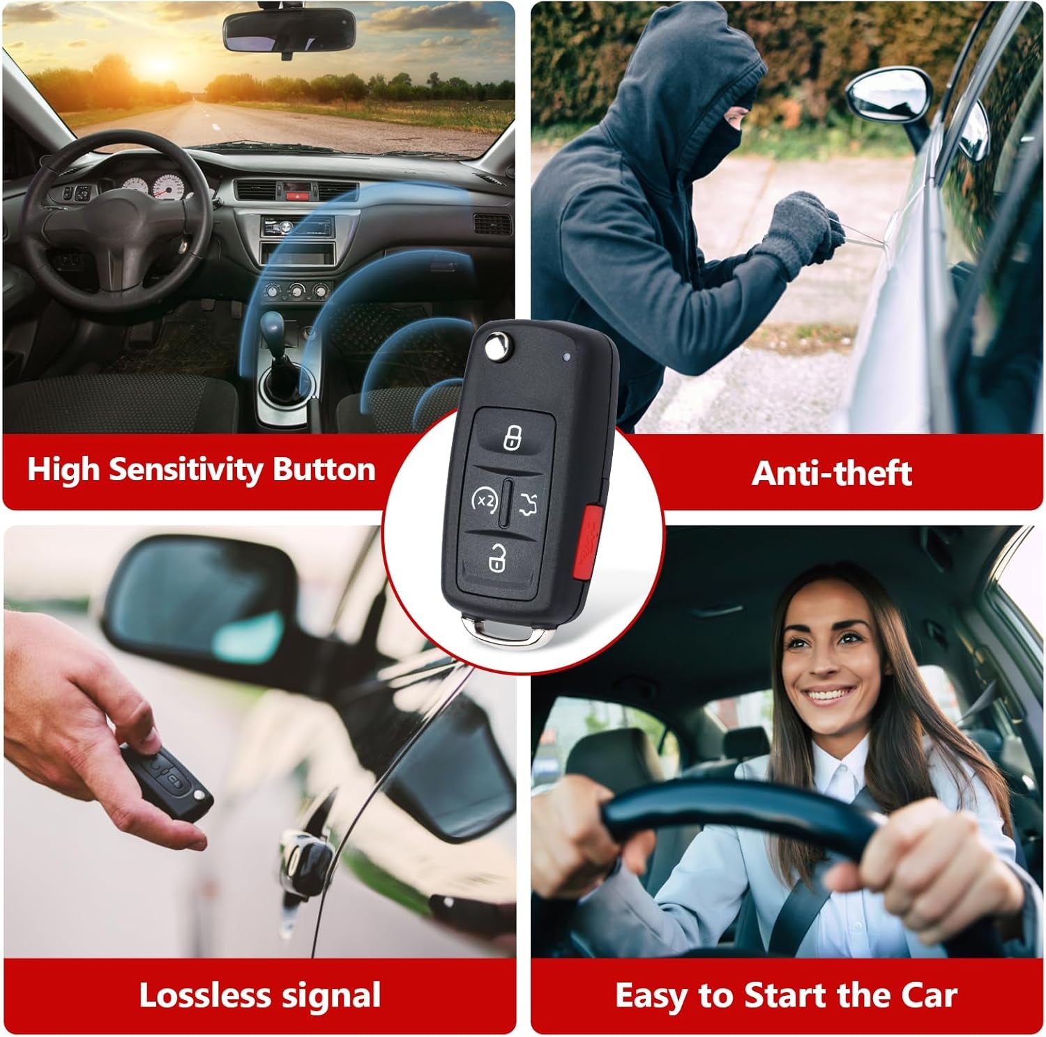 Flip Remote Key Fob Replacement for Volkswagen VW Jetta Passat Beetle Golf CC Tiguan Touareg 2011 2012 2013 2014 2015 2016 FCC ID: NBG010206T, P/N: 561 837 202 A, 561 837 202 D