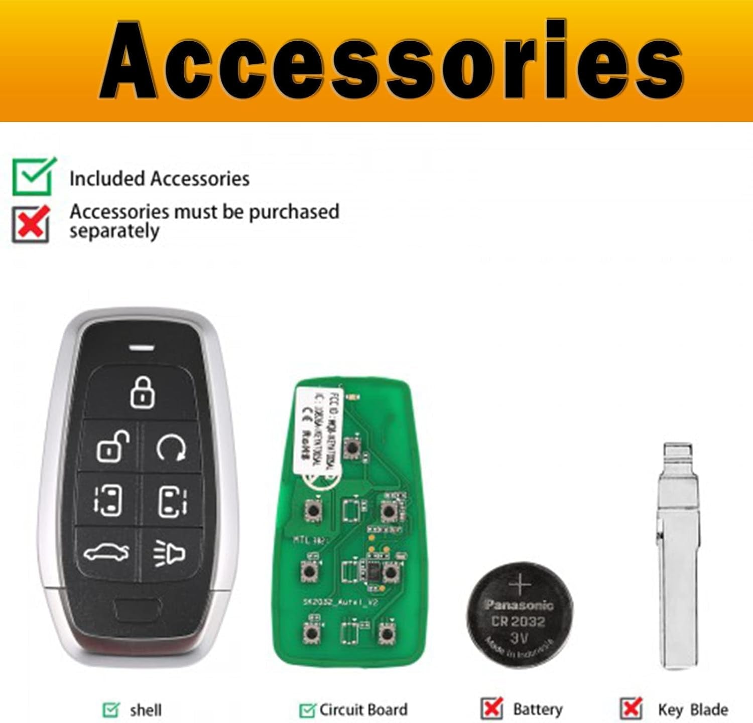 Ikey Programmable Smart Key 2024 Newest Key Fob Universal Key Creation 7 Buttons Ultra-Long Range Oe-Quality for 700+ Vehicle IKEYAT7TPRS Car Key Replacement Work for  KM100 IM508 IM608