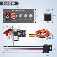 5 in 1 Ignition Switch Panel Boat Toggle Switch Panel DC 12V 30A Racing Switch Panel Push Start Ignition Kit for Race Car Truck