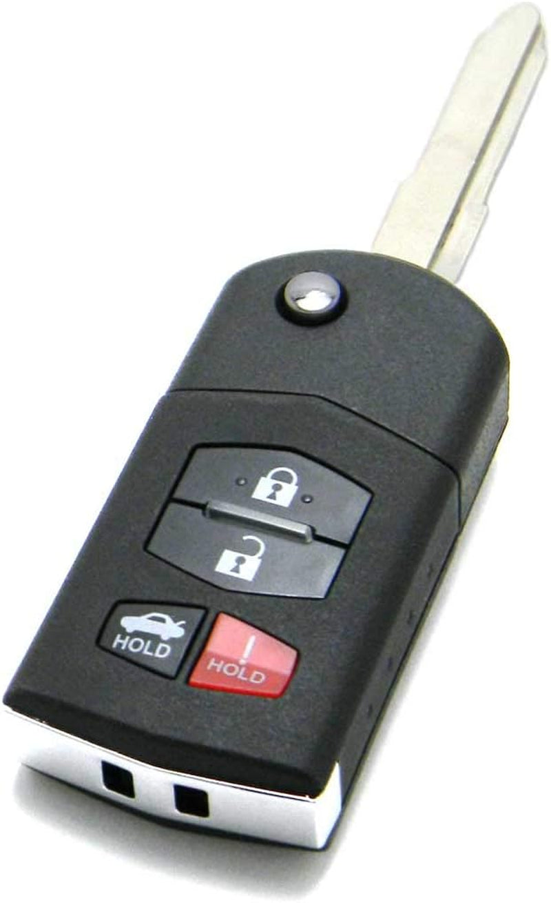 OEM Electronic 4-Button Flip Key Fob Remote Compatible with Mazda (FCC ID: KPU41788, P/N: GP7A-67-5RYB)