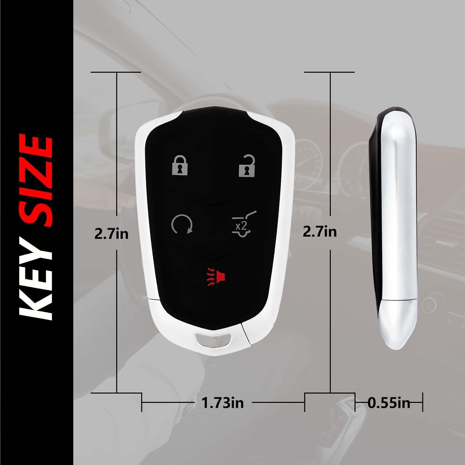 Car Key Fob Remote Keyless Entry Control HYQ2EB 433Mhz 5 Button Replacement for 2015-2020 Cadillac XT5 XTS XT4 SRX