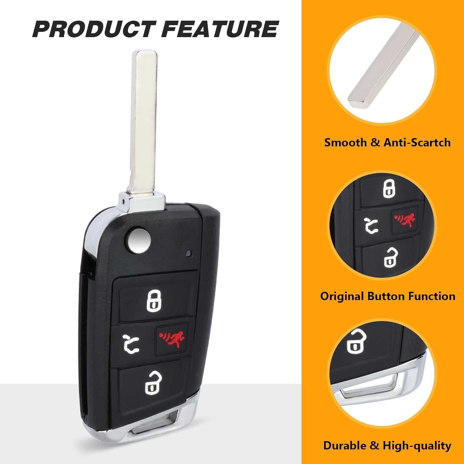 Keyless Entry Remote Flip Car Key Fob for Volkswagen Golf Jetta GTI Tiguan 2018 2019 2020 2021 FCC ID: NBGFS125C1 P/N: 15G6 959 752 BM 315Mhz 4 Buttons MQB49 Chip