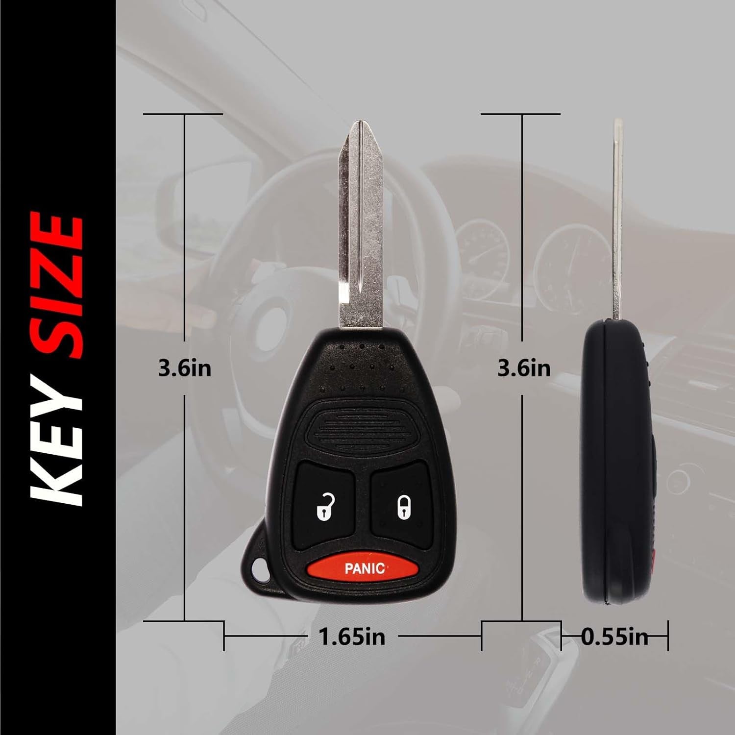 Car Key Fob Remote Keyless Entry Control KOBDT04A 315Mhz 3 Button Replacement for 2004-2013 Dodge Caliber Dakota Durango Magnum Nitro Ram Mitsubishi Raider