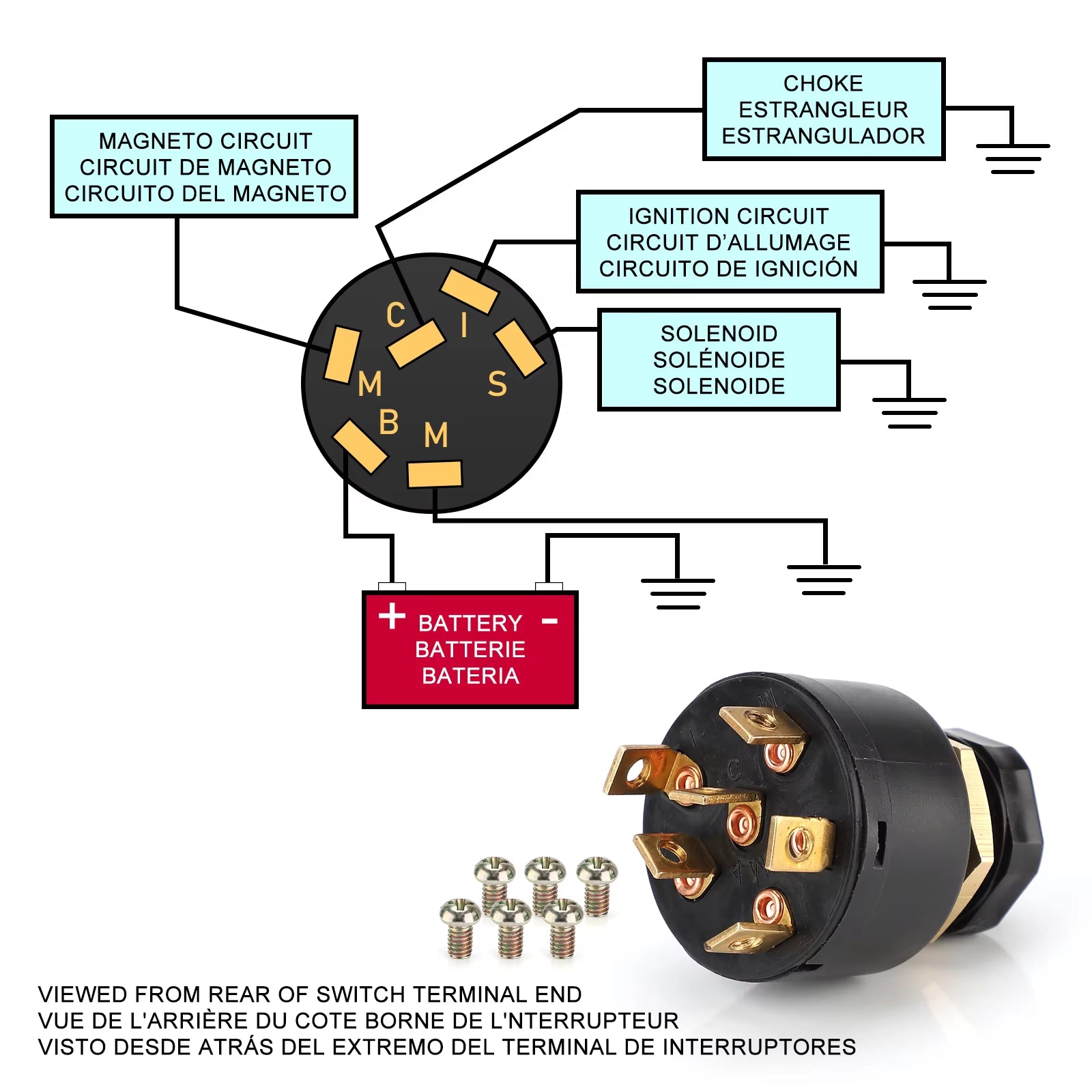 12V 3 Way Ignition Starter Switch with 2Keys for Mariner & Mercury Outboards with a Electric Choke Push to Choke